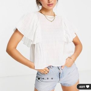 ASOS Design textured frill sleeve blouse